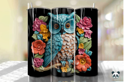 Colorful 3D Owl Tumbler Wrap PNG