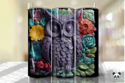 Colorful 3D Owl Tumbler Wrap PNG