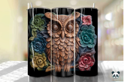 Colorful 3D Owl Tumbler Wrap PNG