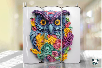 Colorful 3D Owl Tumbler Wrap PNG