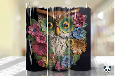 Colorful 3D Owl Tumbler Wrap PNG