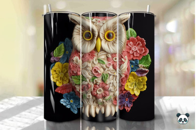 Colorful 3D Owl Tumbler Wrap PNG