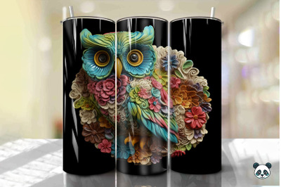 Colorful 3D Owl Tumbler Wrap PNG