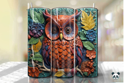 Colorful 3D Owl Tumbler Wrap PNG