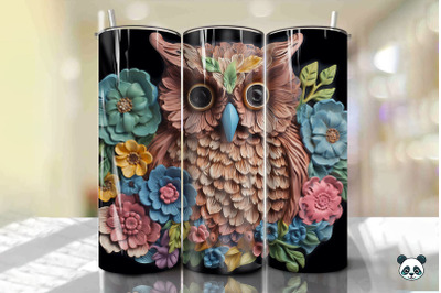 Colorful 3D Owl Tumbler Wrap PNG