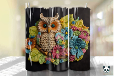 Colorful 3D Owl Tumbler Wrap PNG