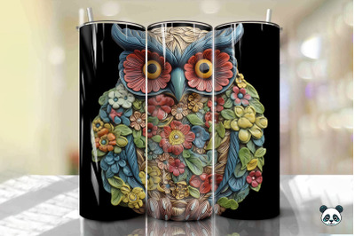 Colorful 3D Owl Tumbler Wrap PNG