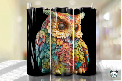 Colorful 3D Owl Tumbler Wrap PNG