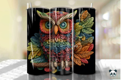 Colorful 3D Owl Tumbler Wrap PNG