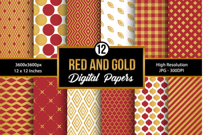 Red &amp; Gold Geometric Pattern Backgrounds