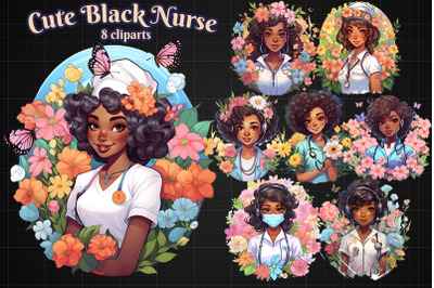 Cute Black Nurse Cliparts