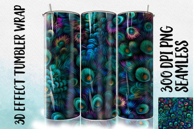 3D Peacock Flower Tumbler Wrap