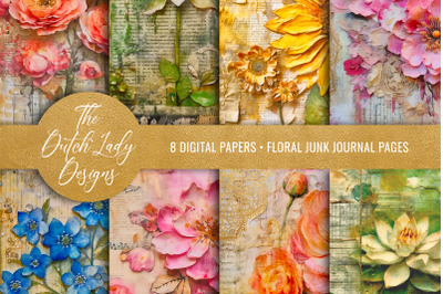 Floral Junk Journal &amp; Decoupage Paper Set