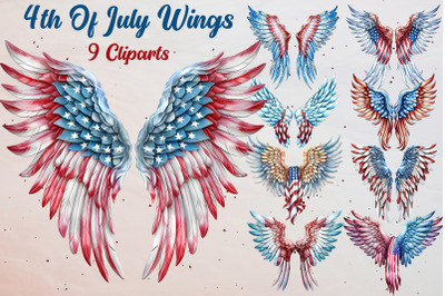 4th Of July American Wings Cliparts