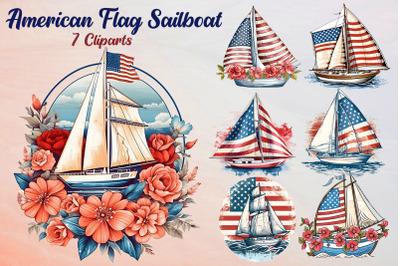 American Flag Sailboat Sublimation