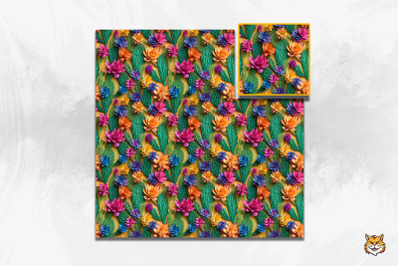 3D Cactus Seamless Pattern