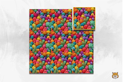 3D Cactus Seamless Pattern