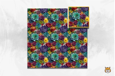 3D Succulent Plant Seamless Pattern