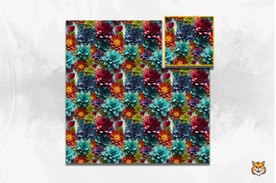 3D Succulent Plant Seamless Pattern