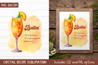 Bellini Cocktail Recipe | Kitchen Towel Sublimation Design