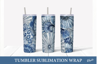 Blue and White Tumbler Design. Chinoiserie Porcelain PNG