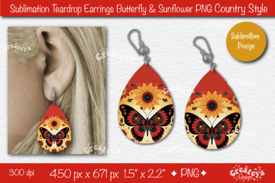 Earrings Sublimation Teardrop earring Butterfly and Sunflower sublimat