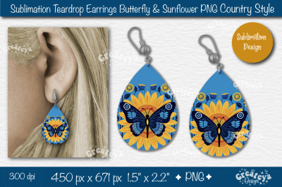 Earrings Sublimation Teardrop earring Butterfly and Sunflower sublimat