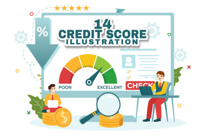 14 Credit Score Vector Illustration