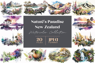 Nature&#039;s Paradise New Zealand Watercolor Collection