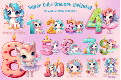 Super Cute Unicorn Birthday Sublimation