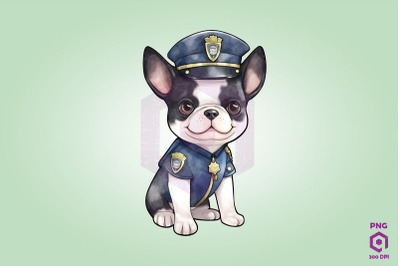 Police Boston Terrier Dog Clipart