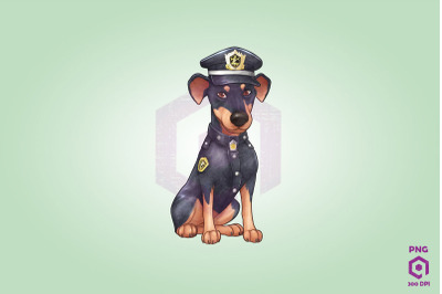 Police Doberman Pinscher Dog Clipart