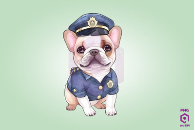 Police French Bulldog Dog Clipart