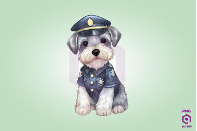 Police Miniature Schnauzer Dog Clipart