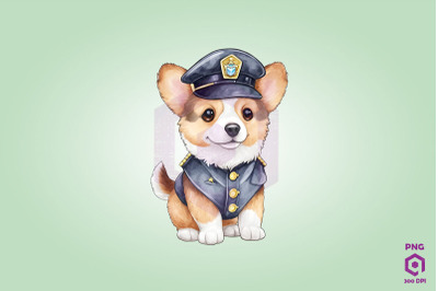 Police Pembroke Welsh Corgi Dog Clipart