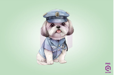 Police Shih Tzu Dog Clipart