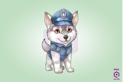 Police Siberian Husky Dog Clipart