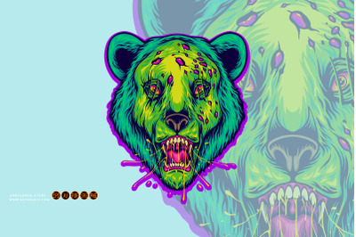 Rotten grizzly bear halloween animal head illustrations