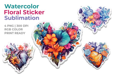 Watercolor Floral Sticker Sublimation