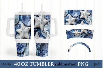 40 OZ Tumbler Design PNG. Seashells PNG Tumbler