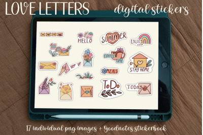 Floral love letters digital stickers