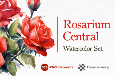 Rosarium Central - 183 Watercolor Set (Roses, Branches, Leaves)