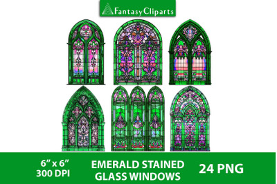 Emerald Stained Glass Windows Clipart | Halloween Clip Art