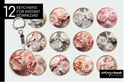 3D Flowers Keychain Bundle&2C; 3d Sublimation Designs