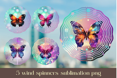 Butterfly wind spinner sublimation png Flower spinner bundle