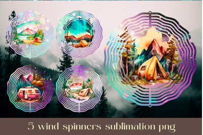 Camper wind spinner sublimation Travel wind spinner design bundle