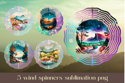 Camper wind spinner sublimation Travel wind spinner design bundle