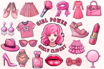 Girl Power Girly Pink Clipart Stickers