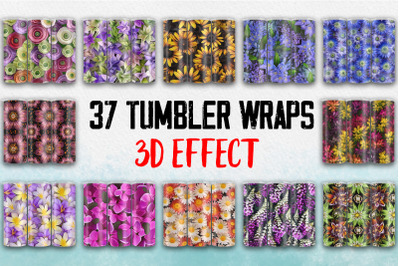 3D Floral Tumbler PNG Bundle