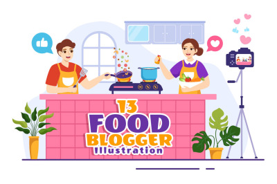 13 Food Blogger Vector Illustration